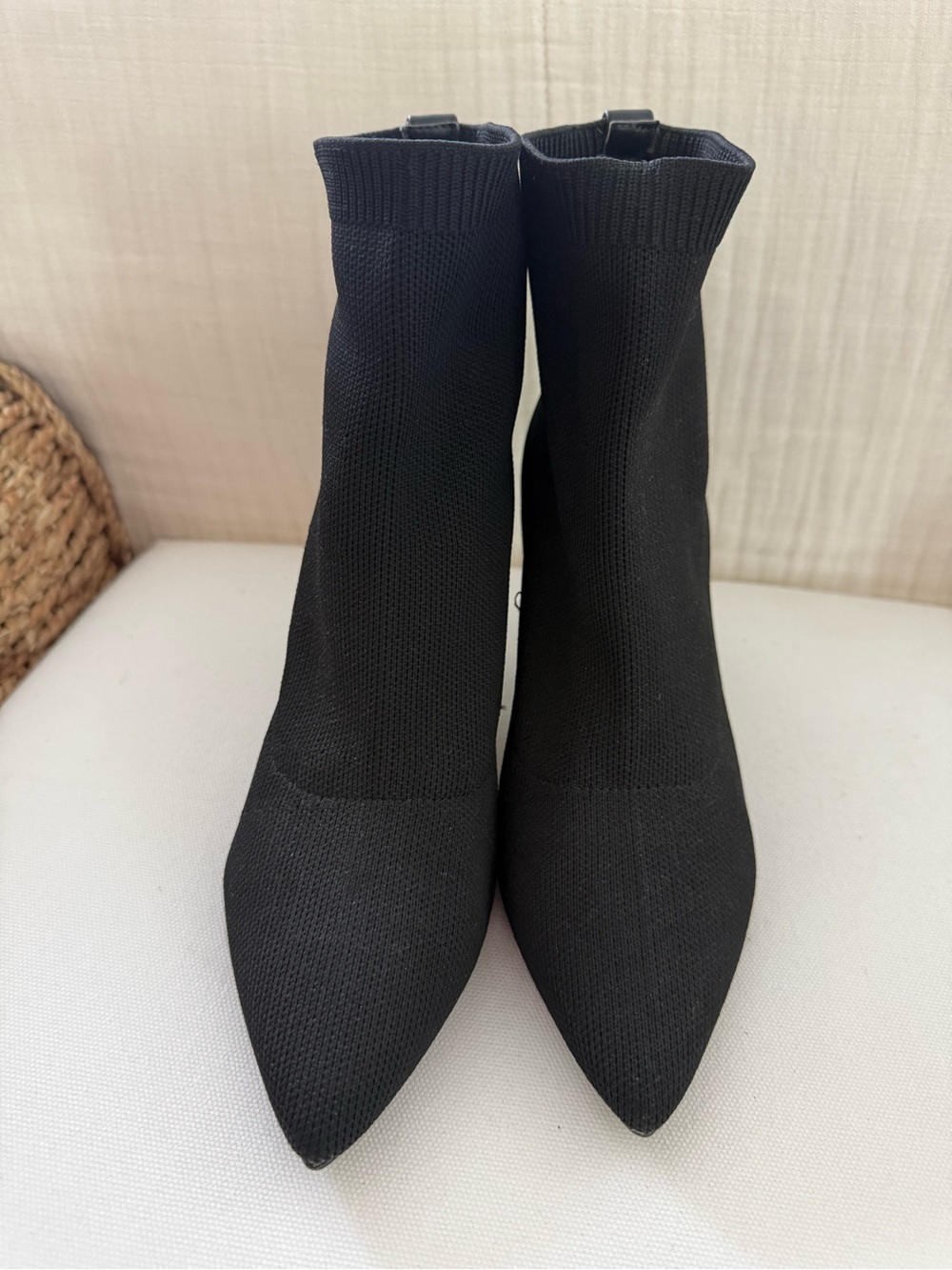 Calvin Klein Black Stretch Knit Pointed Sock Booties